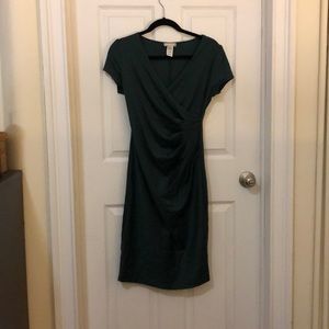 Dark Green, faux wrap dress